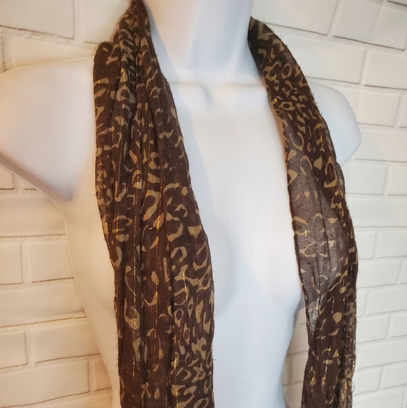 Brown Cheetah Leopard Sheer Neck Scarf Shawl Shoulder Wrap - Picture 2 of 8